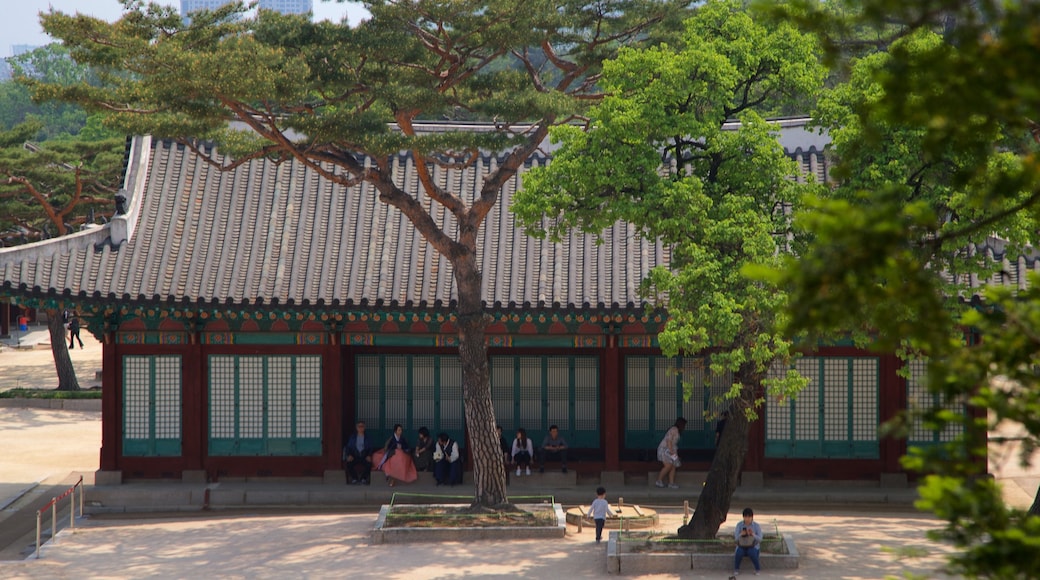 Changgyeong Palace which includes heritage elements as well as a small group of people