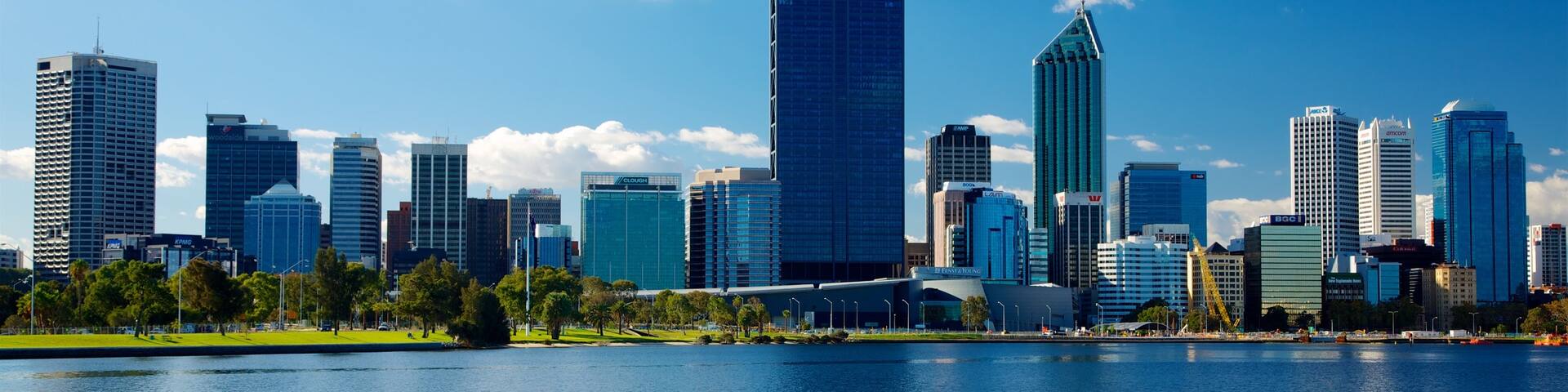 Western Australia featuring a city, a skyscraper and a bay or harbor