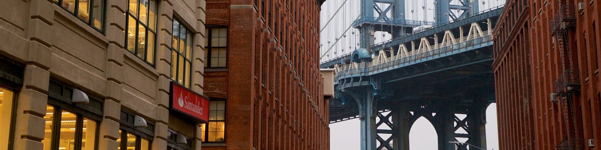 Downtown Brooklyn which includes heritage elements and a bridge