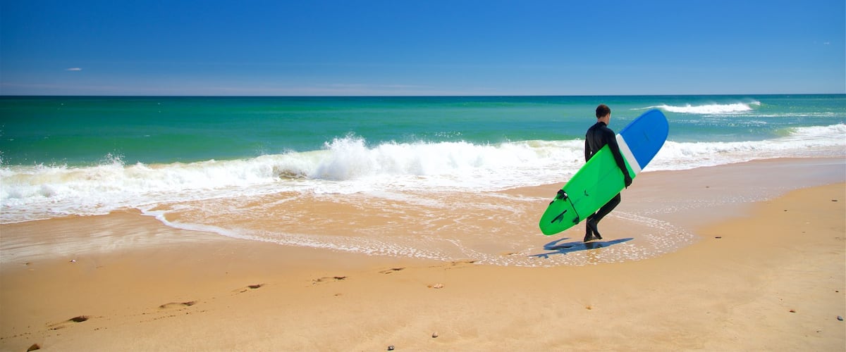 Ditch Plains Beach showing general coastal views, surfing and a beach