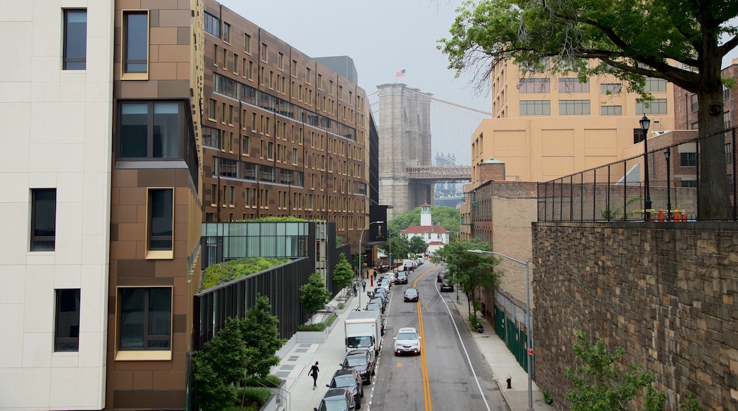 Downtown Brooklyn showing a city and a bridge