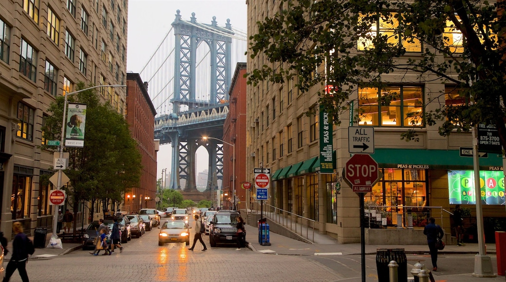 Downtown Brooklyn showing a city and a bridge