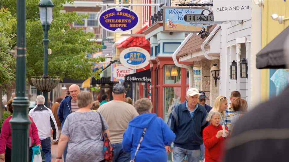 Washington Street Mall que incluye una pequeña ciudad o pueblo y escenas urbanas y también un pequeño grupo de personas
