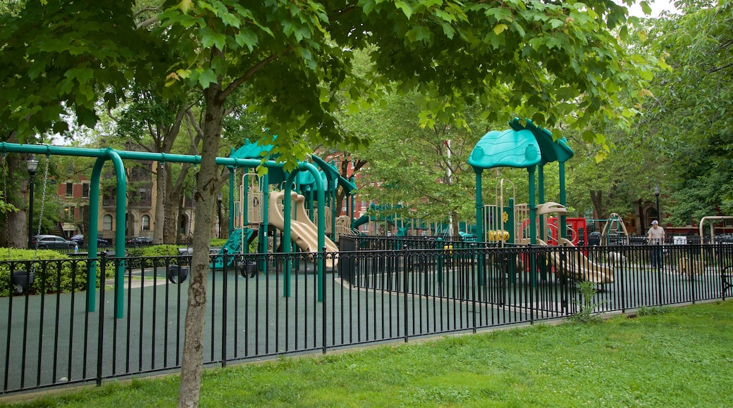 Hamilton Park showing a garden and a playground