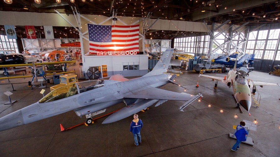 Naval Air Station Wildwood Aviation Museum which includes military items and interior views