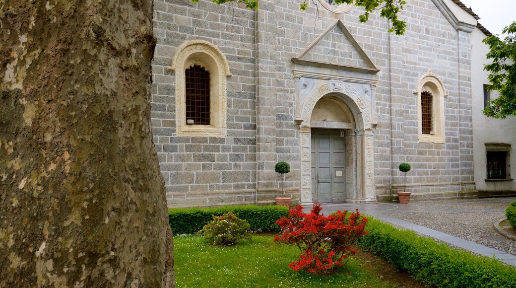 Madonna di Campagna Church showing flowers, heritage elements and a park