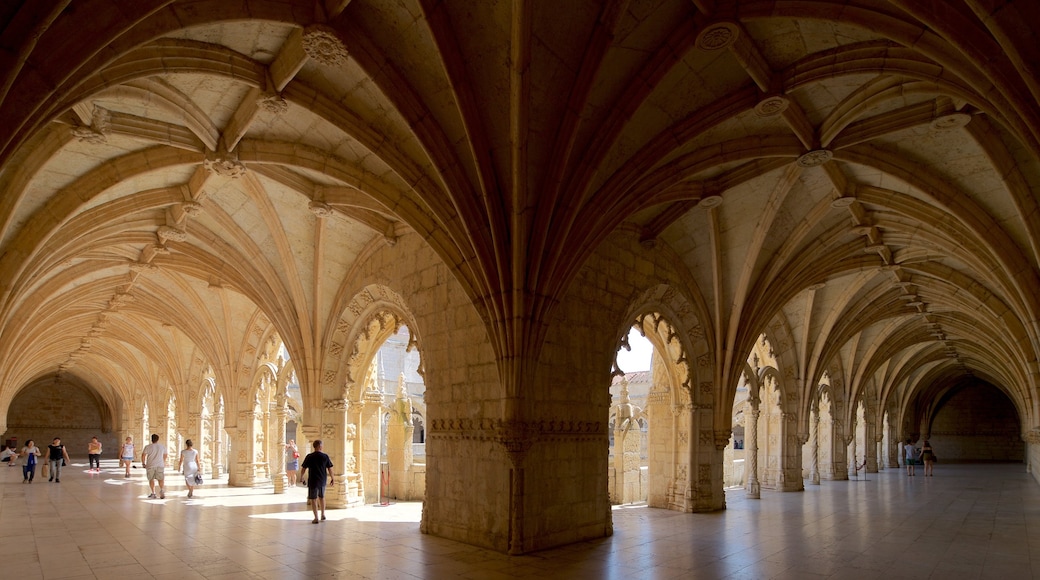 Jeronimos Monastery showing heritage elements and interior views as well as a small group of people