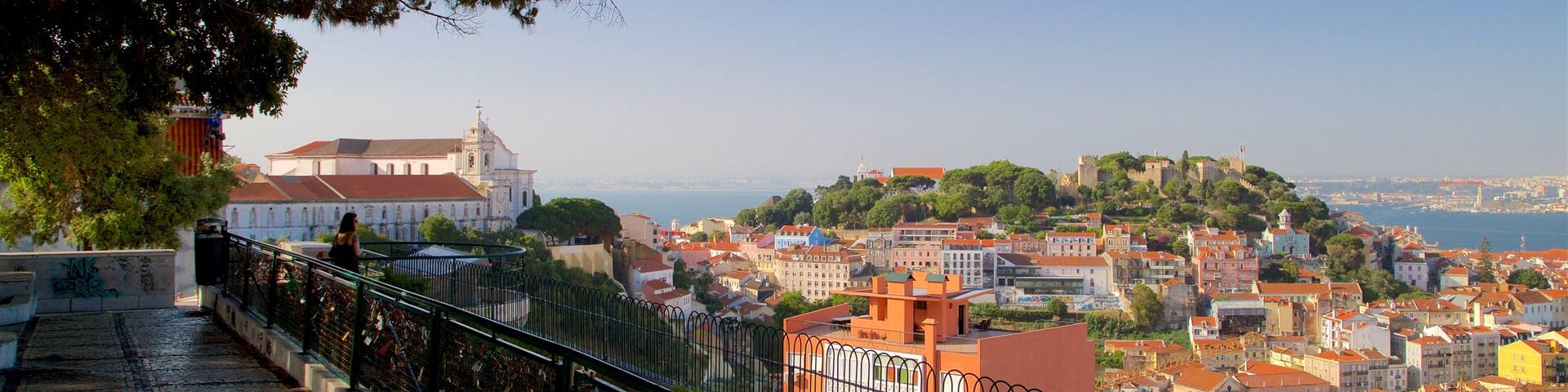 Senhora do Monte Viewpoint which includes landscape views, views and a coastal town