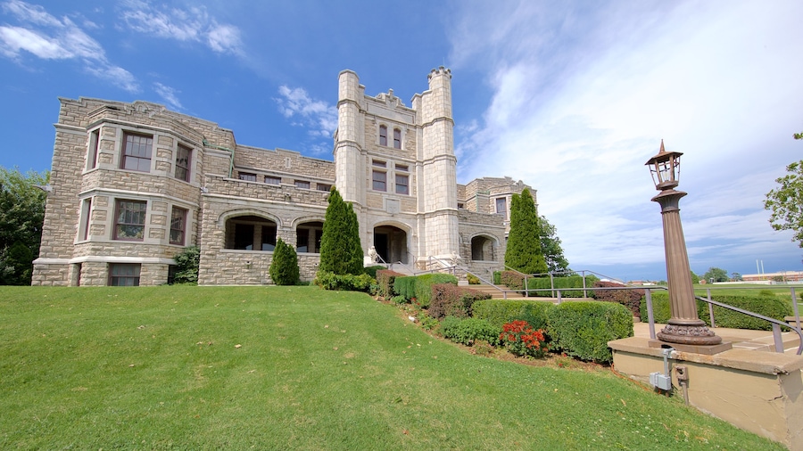 Pythian Castle which includes a park and heritage architecture