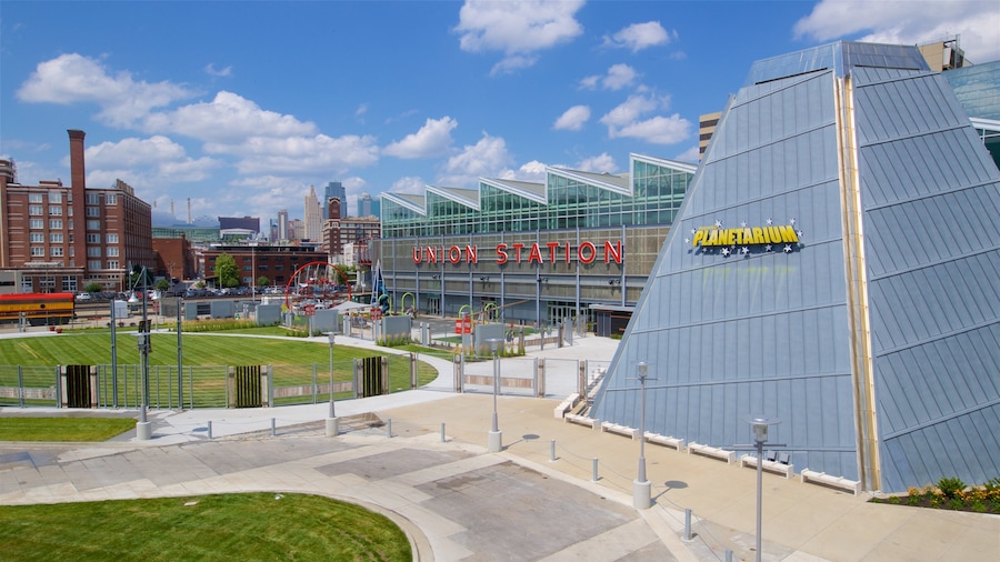 Science City at Union Station featuring a city, modern architecture and signage