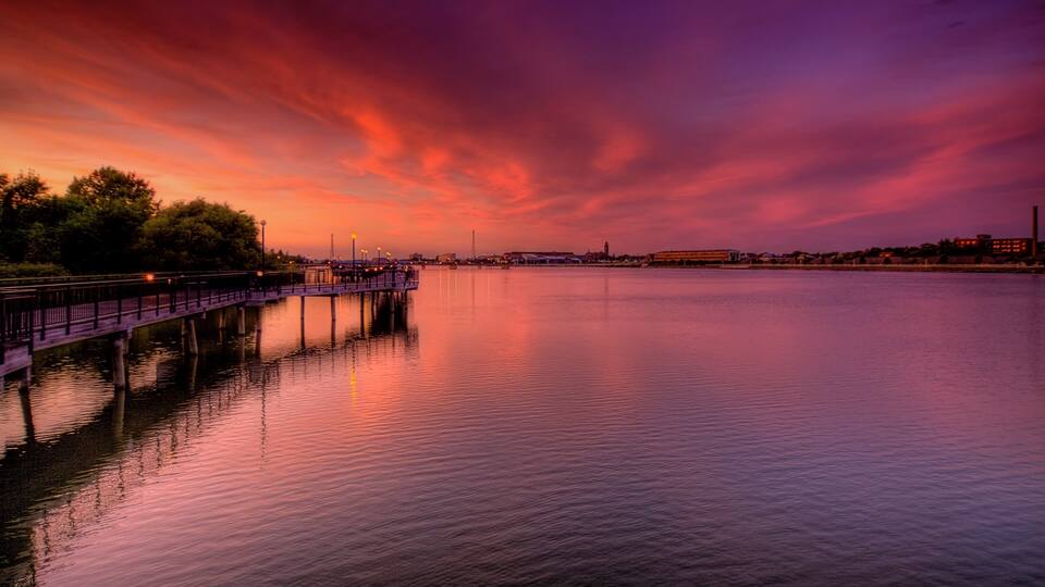 Saginaw showing a river or creek and a sunset