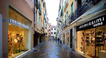 Historic Centre showing shopping and signage