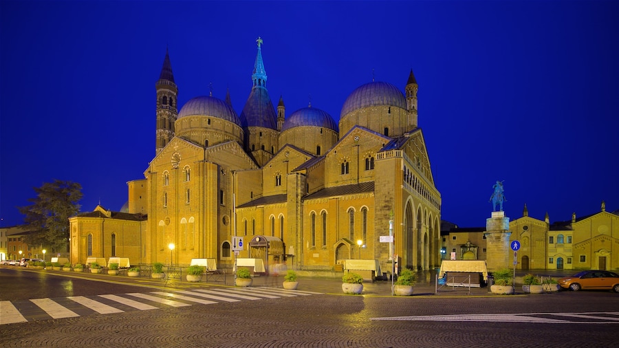 Basilica di Sant\'Antonio da Padova que incluye una iglesia o catedral, escenas nocturnas y patrimonio de arquitectura