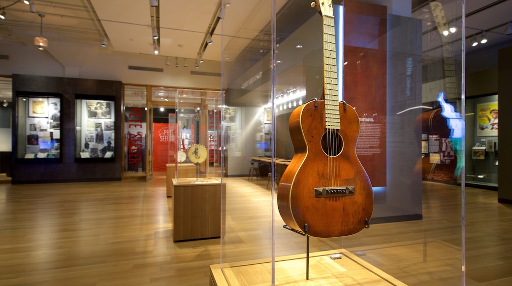 Woody Guthrie Center showing interior views and music