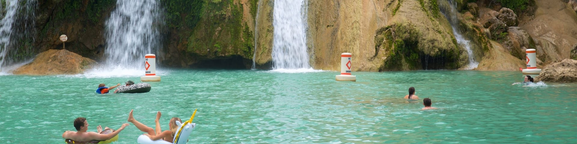 Turner Falls featuring a waterfall, a lake or waterhole and swimming
