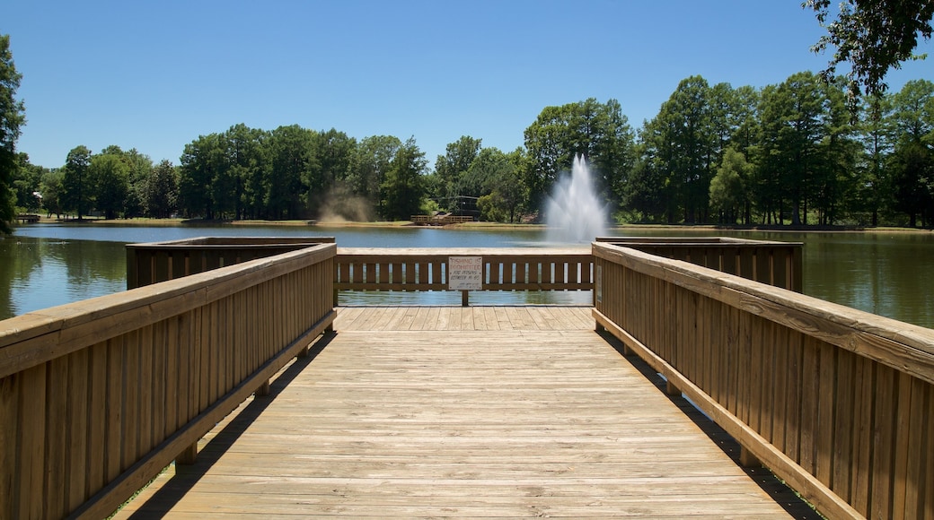 Honor Heights Park showing a fountain and a pond