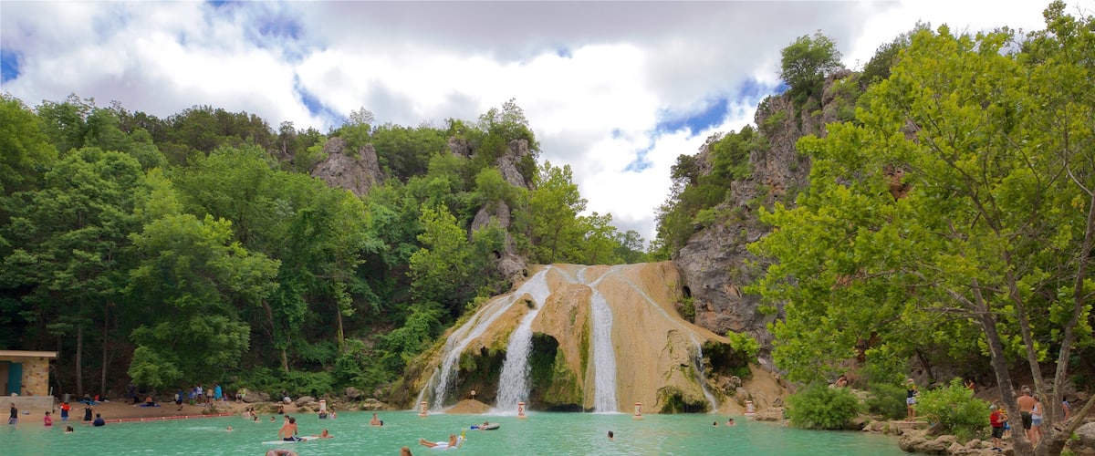 Turner Falls showing a cascade, swimming and a lake or waterhole