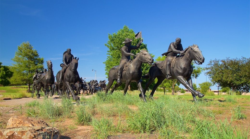 Centennial Land Run Monument which includes a statue or sculpture and a garden