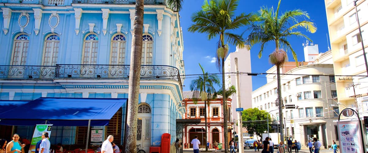 Campinas mettant en vedette scĂšnes de rue et patrimoine historique aussi bien que petit groupe de personnes
