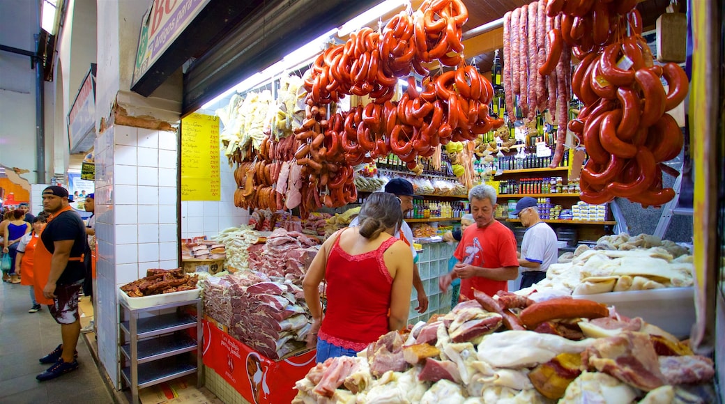 Municipal Market which includes markets, interior views and food