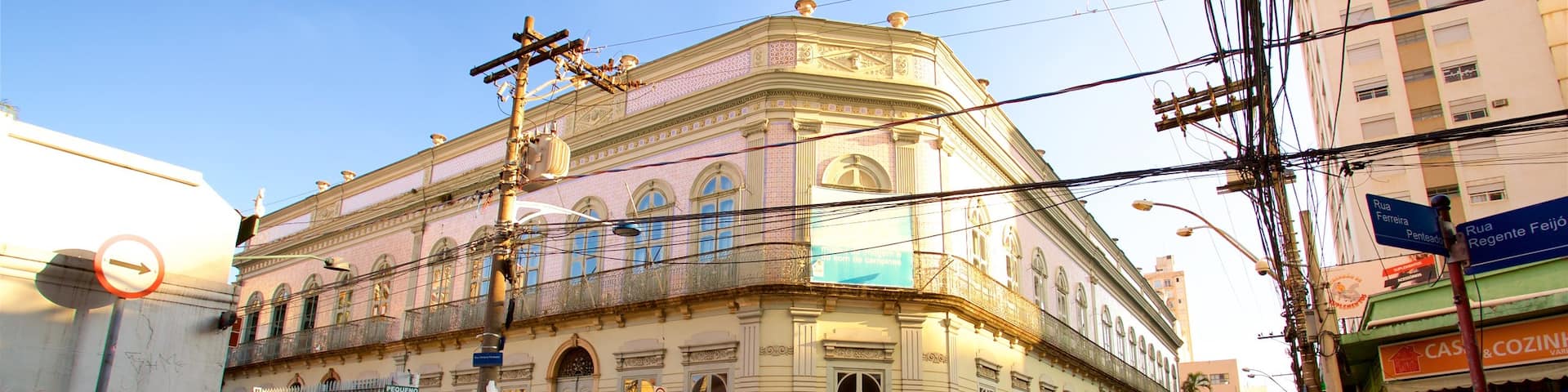 Museum of Image and Sound showing heritage elements and street scenes as well as a small group of people