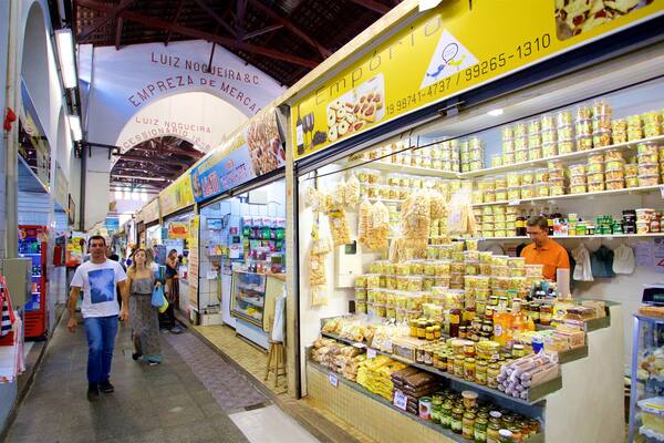Municipal Market showing food, interior views and markets