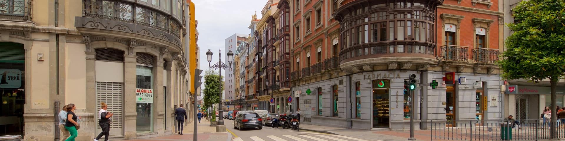 Calle Uria featuring heritage elements and a city