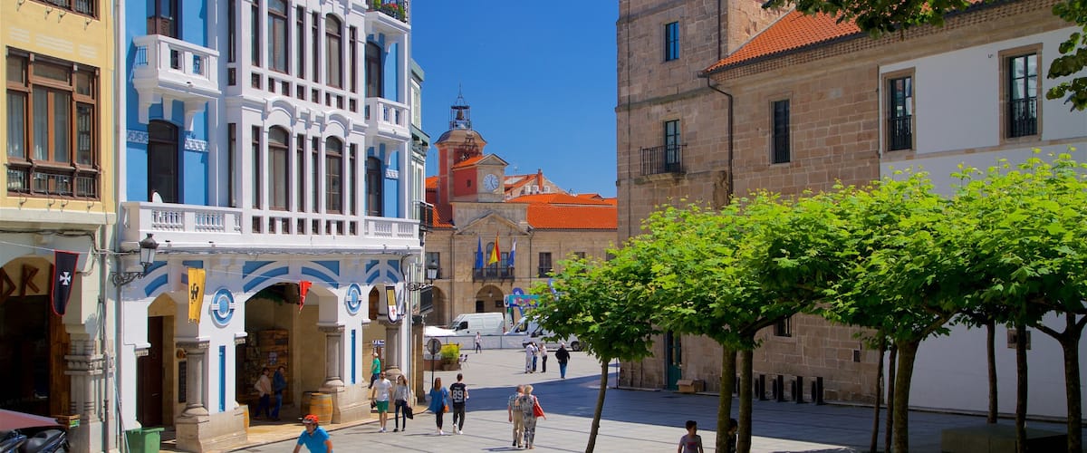 Aviles which includes a city, street scenes and heritage elements