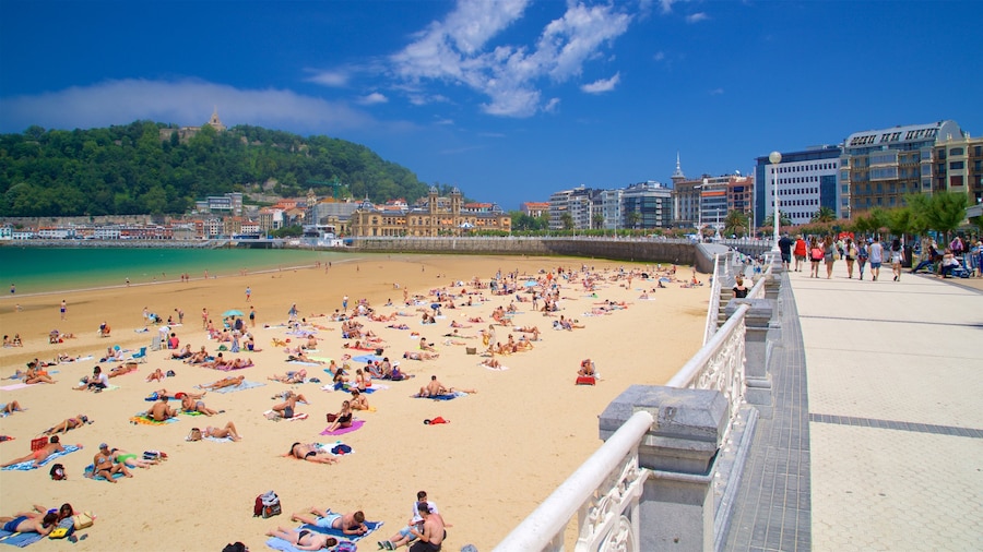 Concha Promenade showing a beach, general coastal views and a coastal town