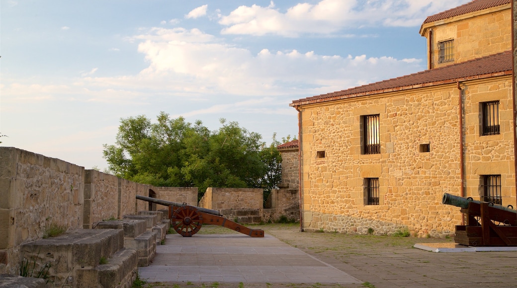 Castillo de la Mota que incluye artículos militares, una puesta de sol y elementos del patrimonio