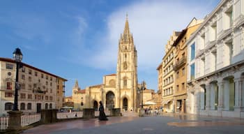 Cathédrale San Salvador d\'Oviedo qui includes square ou place, patrimoine architectural et église ou cathédrale