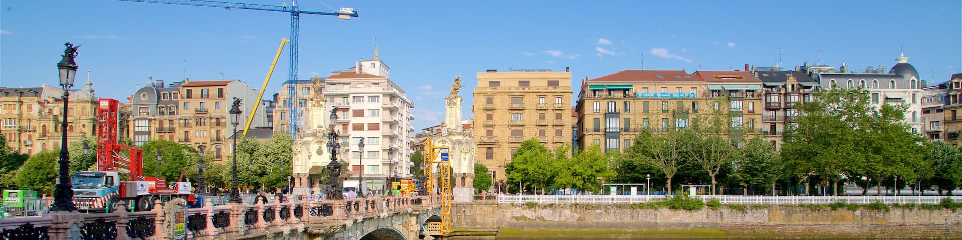 Maria Cristina Bridge featuring a bridge, a river or creek and a city