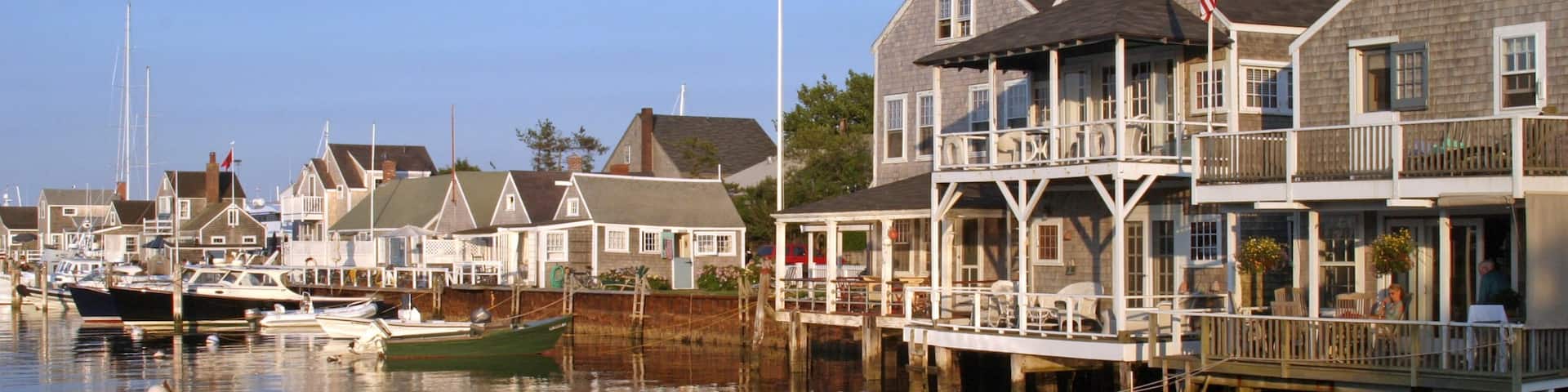 Nantucket which includes cbd, boating and a small town or village