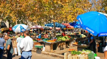 Split showing autumn colours, food and markets