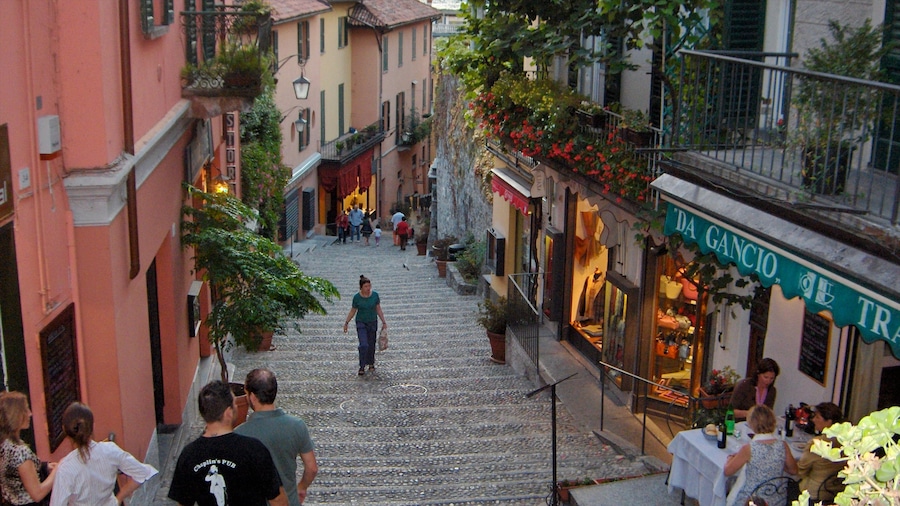 Bellagio showing street scenes and a city as well as a large group of people