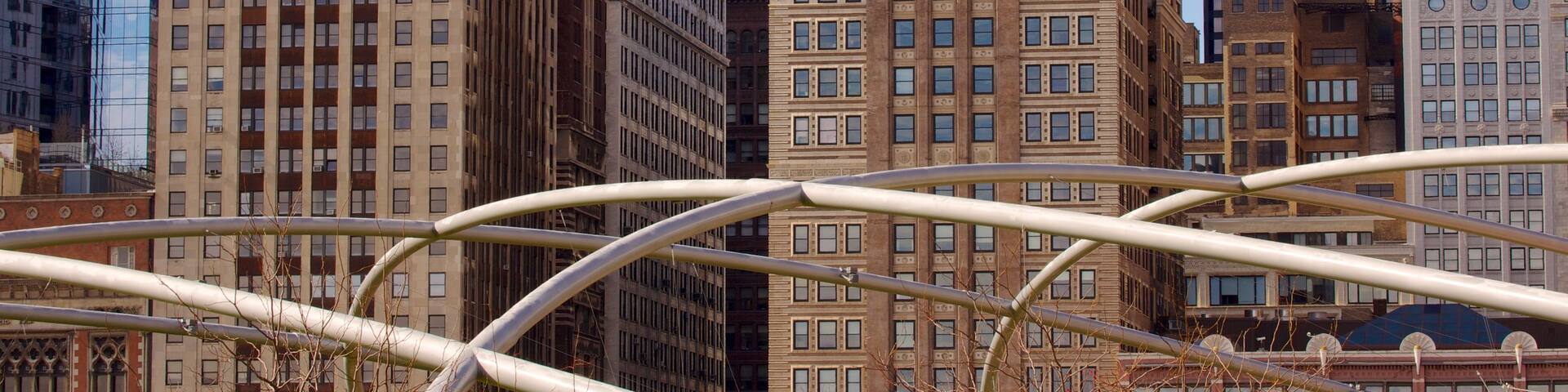 Millennium Park montrant building, vues de la ville et ville