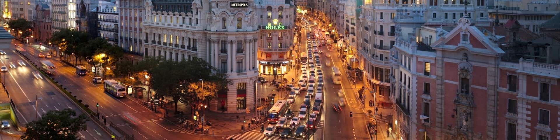 Gran Via featuring landscape views, heritage architecture and street scenes
