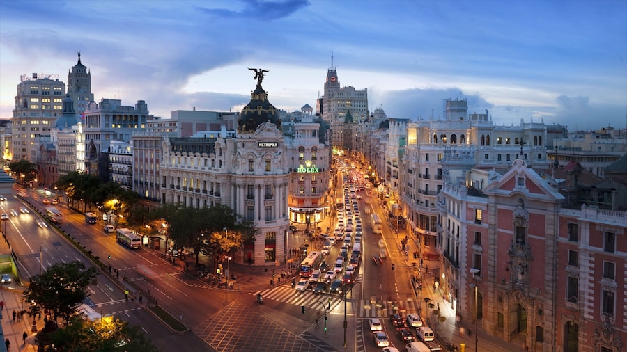 Gran Via featuring street scenes, a city and landscape views