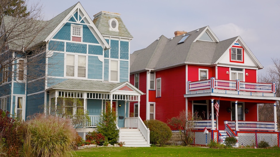 Chicago som inkluderar ett hus och historisk arkitektur