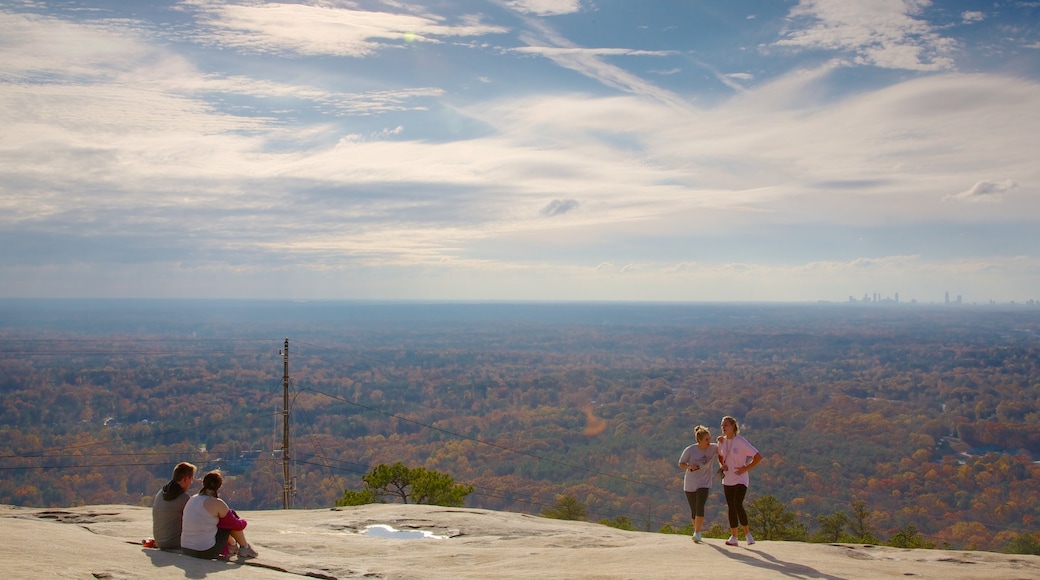 Stone Mountain Park which includes hiking or walking, views and a garden