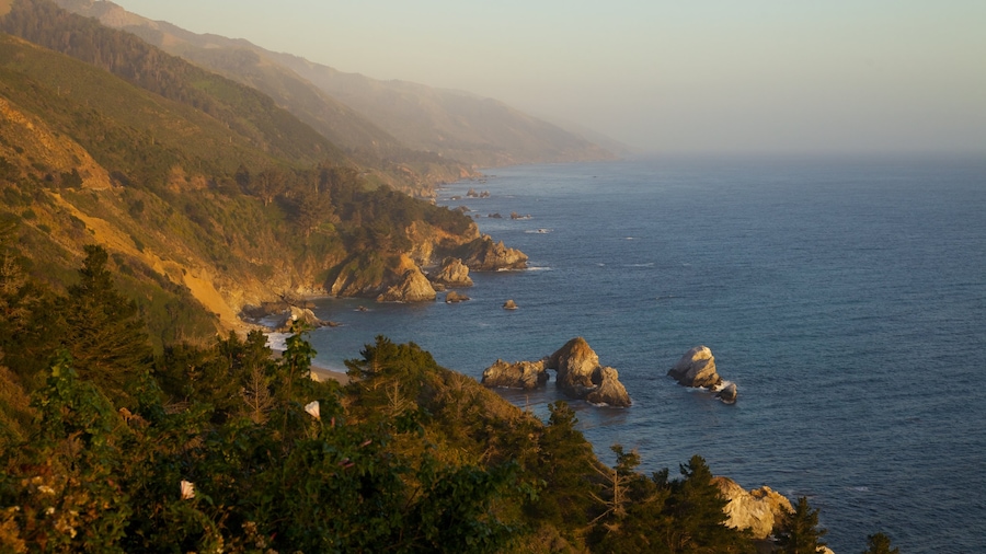 Pfeiffer Big Sur State Park which includes landscape views and rocky coastline