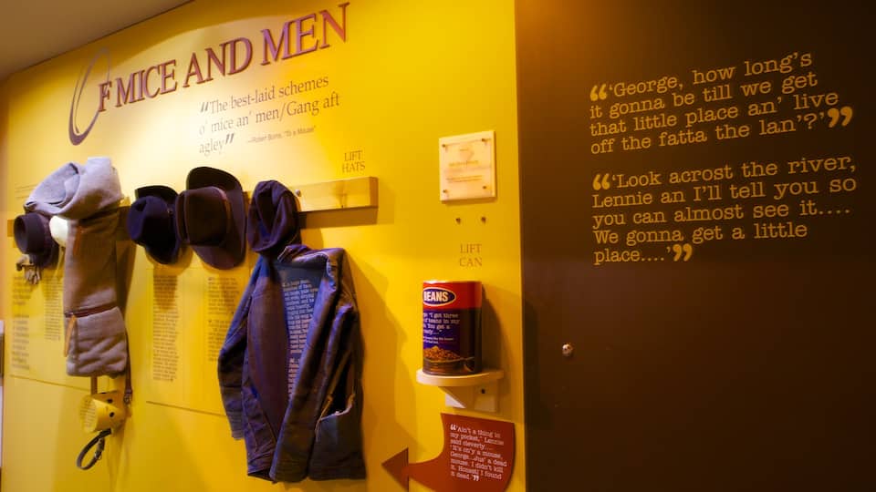 National Steinbeck Center featuring interior views and signage