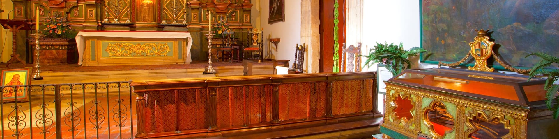 Carmel Mission featuring interior views, a church or cathedral and religious aspects