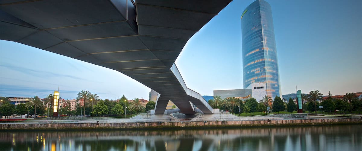 Bilbao featuring a city, a skyscraper and a bridge