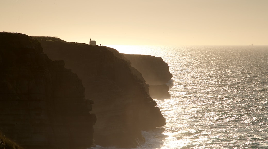 Santander showing a sunset, general coastal views and rocky coastline