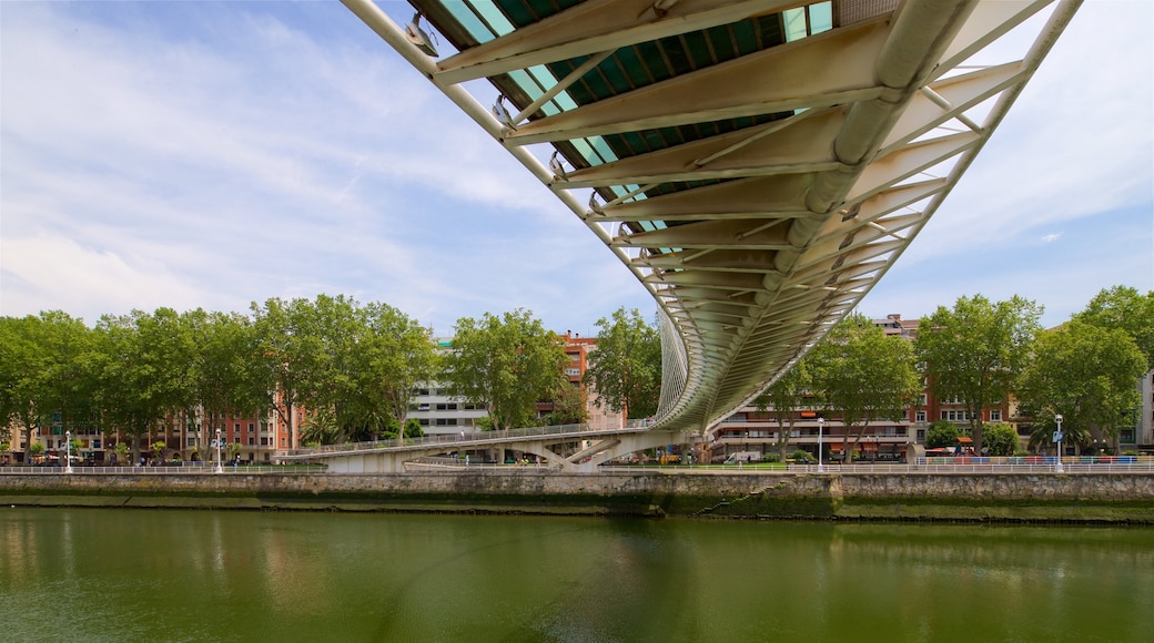 Puente Zubizuri mostrando un puente y un río o arroyo