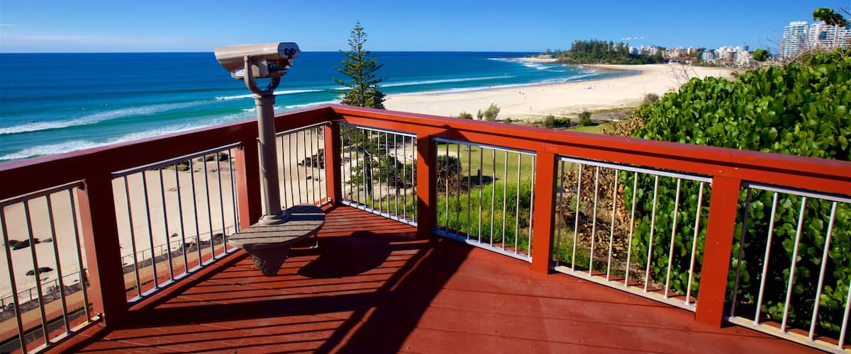 Coolangatta which includes a beach, views and a coastal town