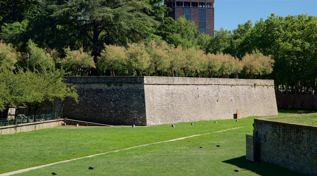 Parque de la Taconera que incluye elementos patrimoniales y un parque