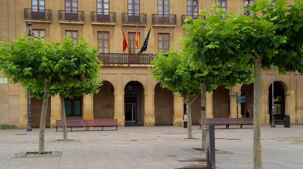 Palacio de Navarra mostrando elementos patrimoniales y una plaza