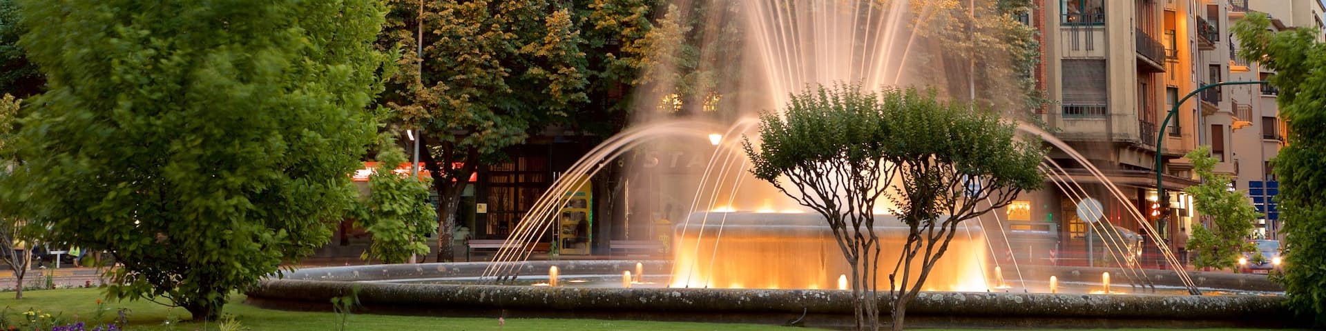 Plaza Principe de Viana featuring a fountain, heritage elements and a park